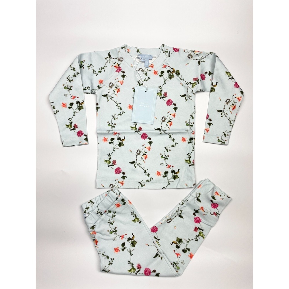 Hill House The Tiny PJ Size 2Y‎ Light Blue Pond Floral Pajama Set NWT